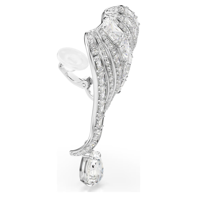 Vienna clip earrings Mixed cuts, Swan, White, Rhodium plated